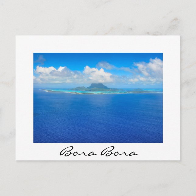 Vista aérea de la postal blanca Bora Bora (Anverso)