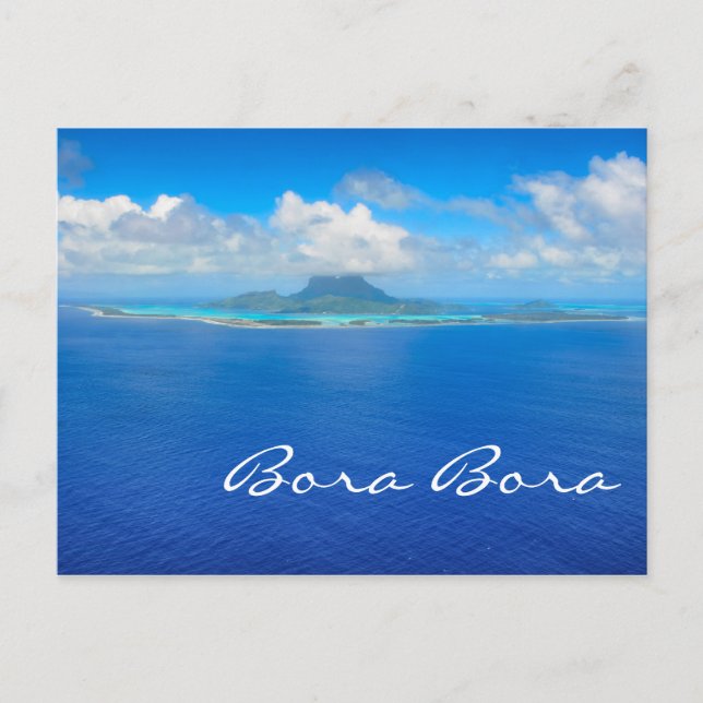 Vista aérea de la postal de texto Bora Bora (Anverso)