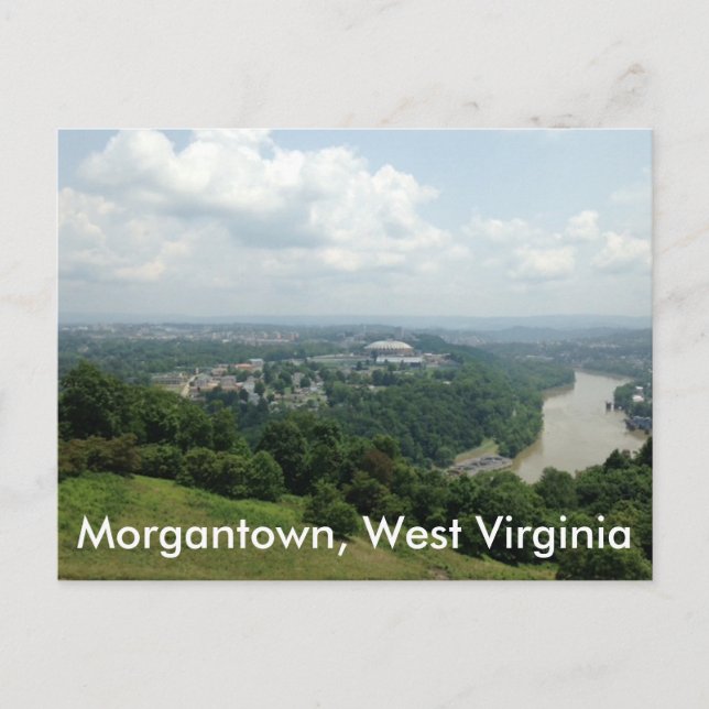 Vista aérea de Morgantown WV, postales del río Mon (Anverso)