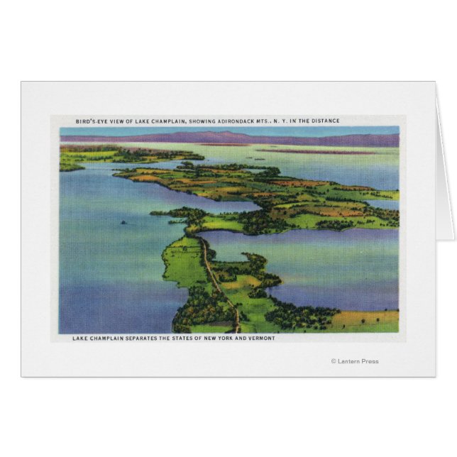 Vista aérea del lago, NY y VT Split (Anverso (Horizontal))