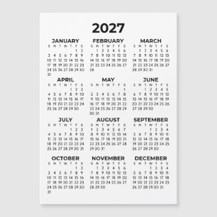 Vista de año completo 2027 Calendario magnético bl