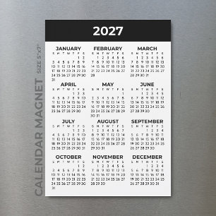 Vista de año completo 2027 Calendario magnético ne