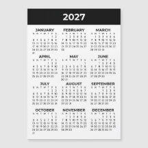 Vista de año completo 2027 Calendario magnético ne