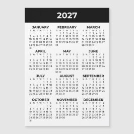 Vista de año completo 2027 Calendario magnético ne