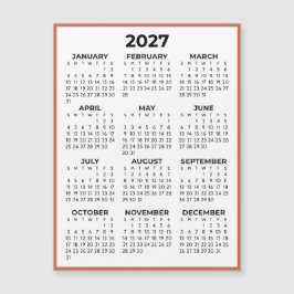 Vista de año completo Calendario imán Terracota 20