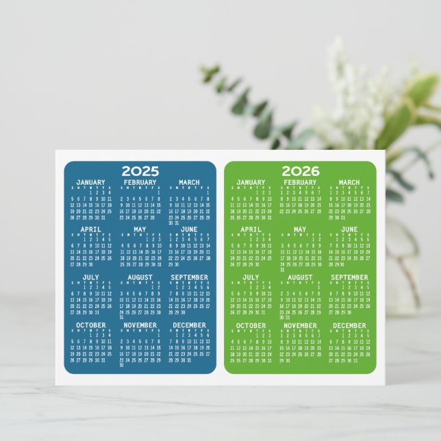 Vista de calendario de 2 años - verde azul (Anverso de pie)