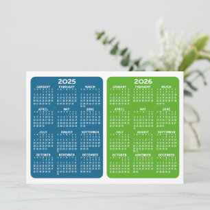 Vista de calendario de 2 años - verde azul