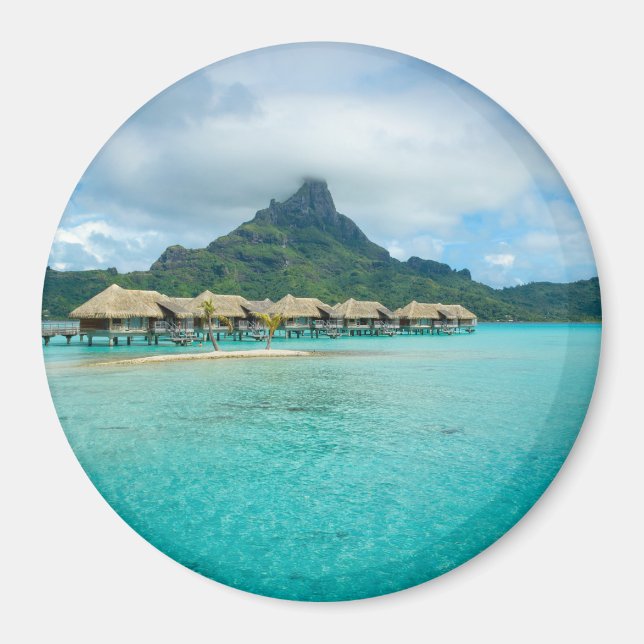 Vista de la isla de Bora Bora imán redonda (Frente)