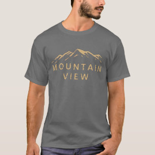Vista De La Montaña En La Camiseta Beige-Blanca