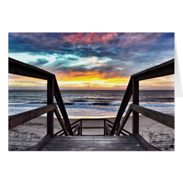 Vista de la playa al atardecer desde la cubierta d (Anverso (Horizontal))