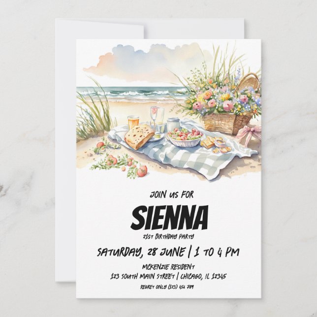Vista de la playa de Picnic de verano Invitación (Anverso)
