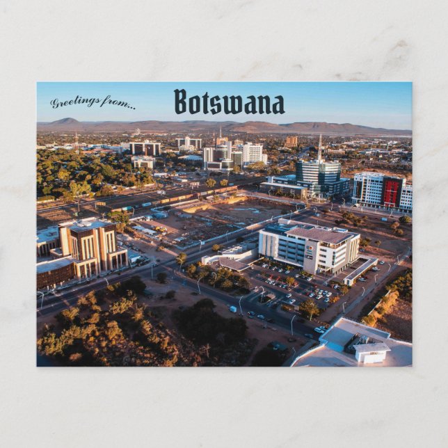 Vista de la postal de Gaborone en Botswana (Anverso)