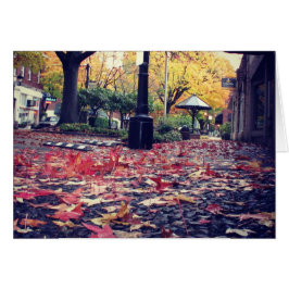 Vista de la vereda de las hojas de otoño