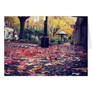 Vista de la vereda de las hojas de otoño