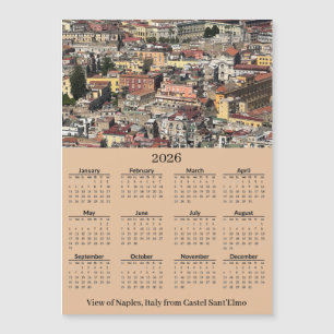 Vista de Nápoles, Italia Calendario Magnético 2026