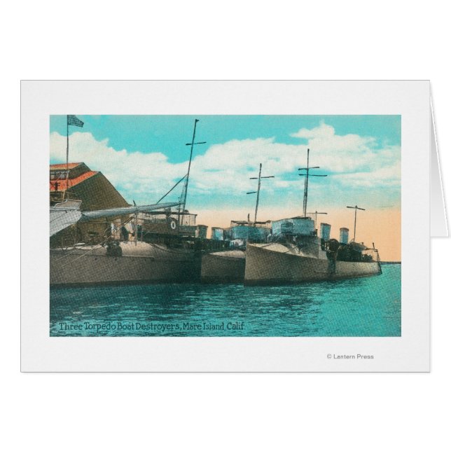 Vista de tres destructores de barcos Torpedo en el (Anverso (Horizontal))