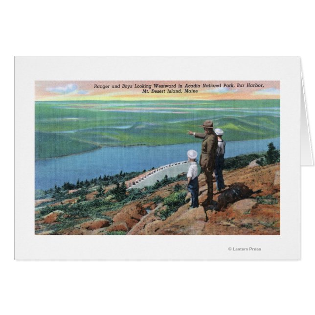 Vista de un ranger de un parque y niños mirando ha (Anverso (Horizontal))