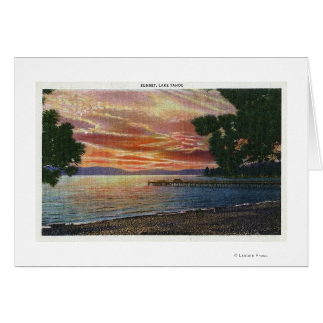 Vista del atardecer de la costa con muelle (Anverso (Horizontal))