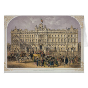 Vista del Buckingham Palace con una muchedumbre