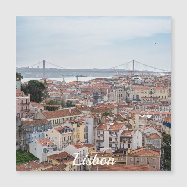 Vista del casco antiguo de Lisboa y el puente del  (Anverso)