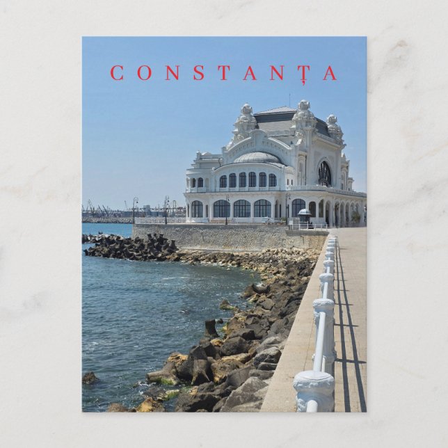 vista del casino Constanta en postal (Anverso)
