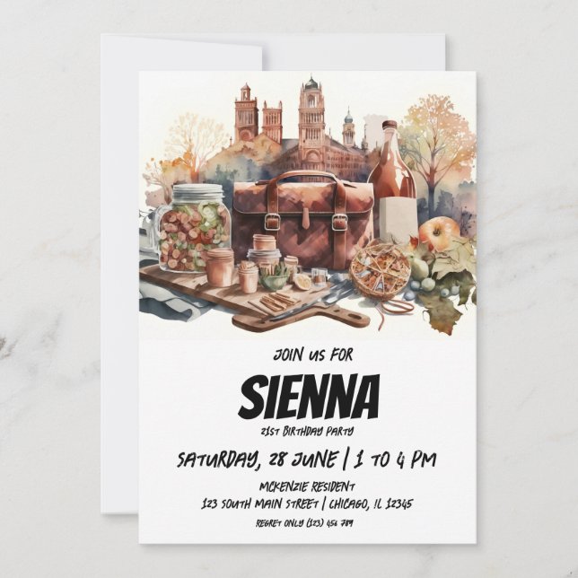 Vista del castillo picnic de verano Invitación (Anverso)