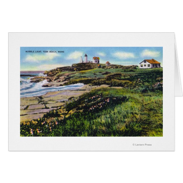 Vista del Faro Nubble desde York Beach (Anverso (Horizontal))