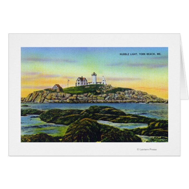 Vista del faro Nubble en York Beach (Anverso (Horizontal))