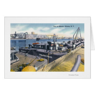 Vista del puerto de Albany, SS Iroquois adentro