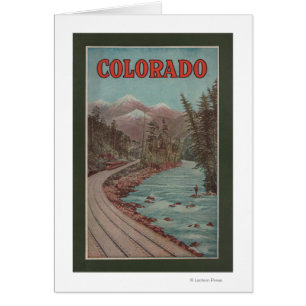 Vista del tren junto al río - Afiche de viaje