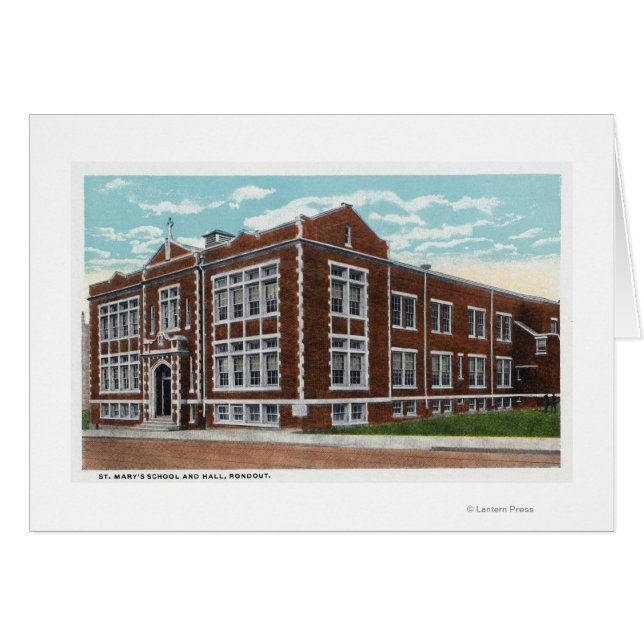 Vista exterior de la escuela y salón de Santa Marí (Anverso (Horizontal))