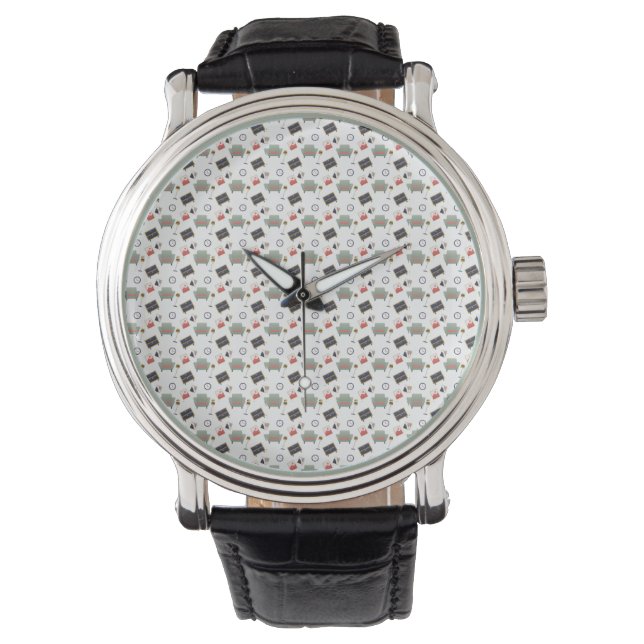 Vista frontal y trasera de un reloj de pulsera (Anverso)