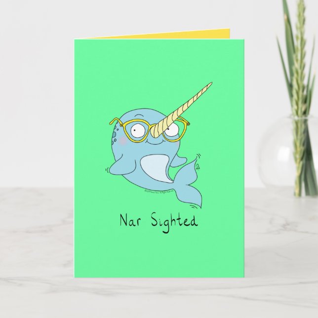 Vista Nar - Tarjeta de saludo Narwhal with Glasses (Anverso)