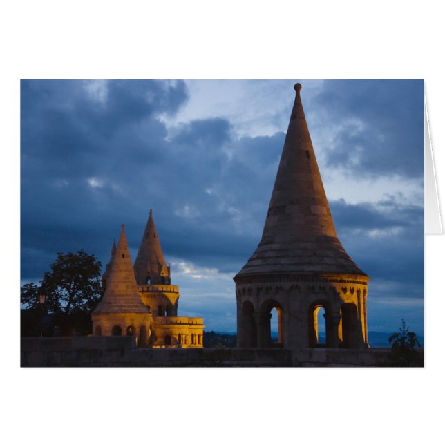 Vista nocturna del Bastión del Pescador, Castillo  (Anverso (Horizontal))