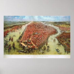 Vista panorámica de Manhattan, impresión Bachmann 