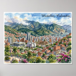 Vista panorámica de Medellín, Colombia Arte en Acu