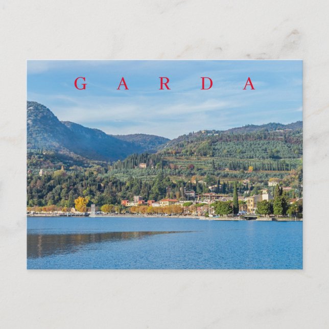 Vista panorámica del lago de Garda postal (Anverso)