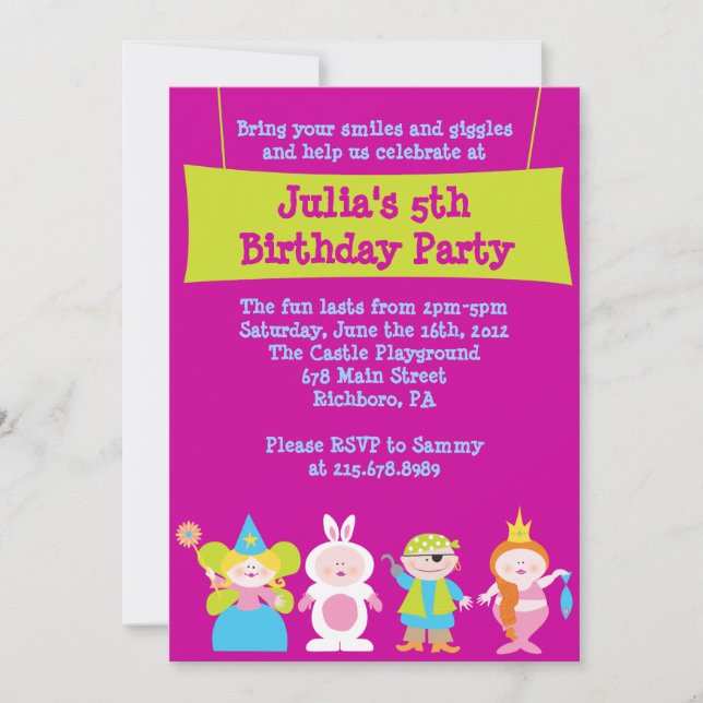 Vista para arriba la invitación del cumpleaños del (Anverso)