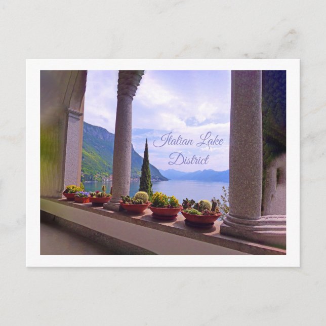 Vista sobre el lago Como, postal de Italia (Anverso)