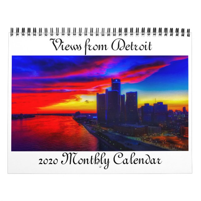 Vistas del calendario mensual de Detroit 2020 (Tapa)
