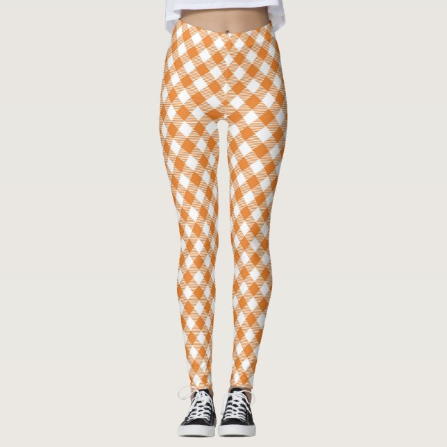 Vistas frontal y trasera de leggings con una naran (Anverso)