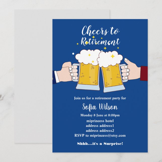 vítores, cervezas, invitación a fiesta de retiro (Anverso / Reverso)