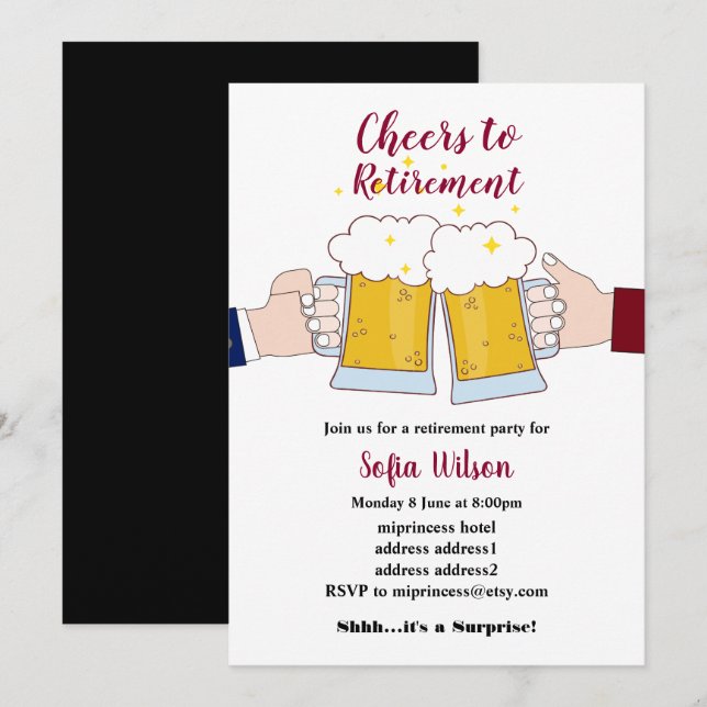 vítores, cervezas, invitación a fiesta de retiro (Anverso / Reverso)