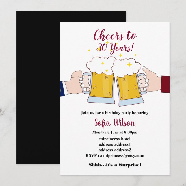 vítores, cervezas, invitación a la fiesta de cumpl (Anverso / Reverso)
