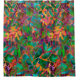 Vitral abstracto floral de la cortina de ducha