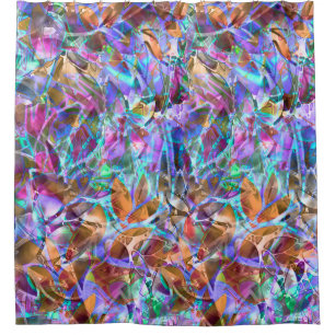 Vitral abstracto floral de la cortina de ducha