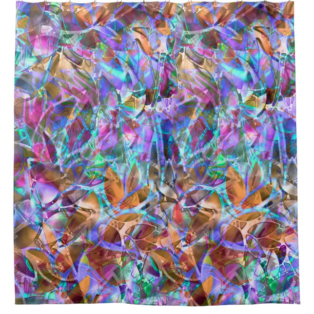 Vitral abstracto floral de la cortina de ducha (Anverso)