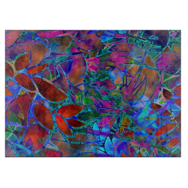 Vitral abstracto floral de la tabla de cortar (Anverso)