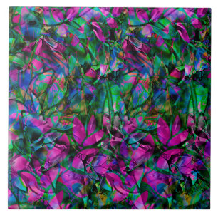 Vitral abstracto floral de la teja