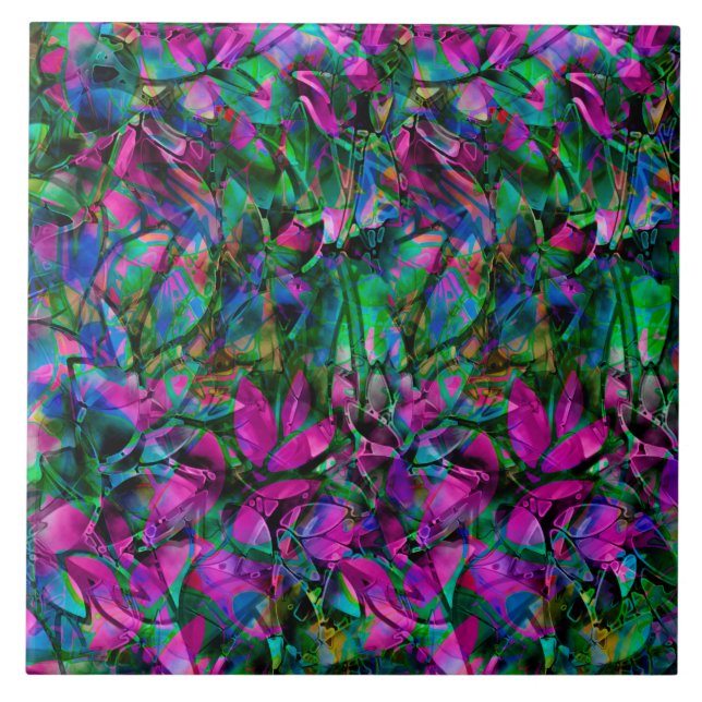 Vitral abstracto floral de la teja (Frente)